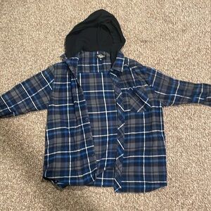 Blue flannel with hoodie